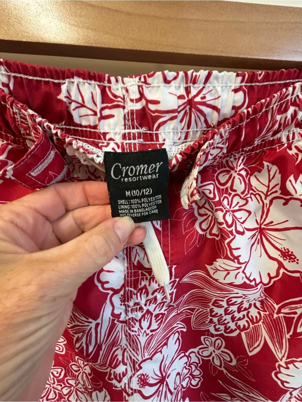 Boys Red Floral Swim Trunks 10/12